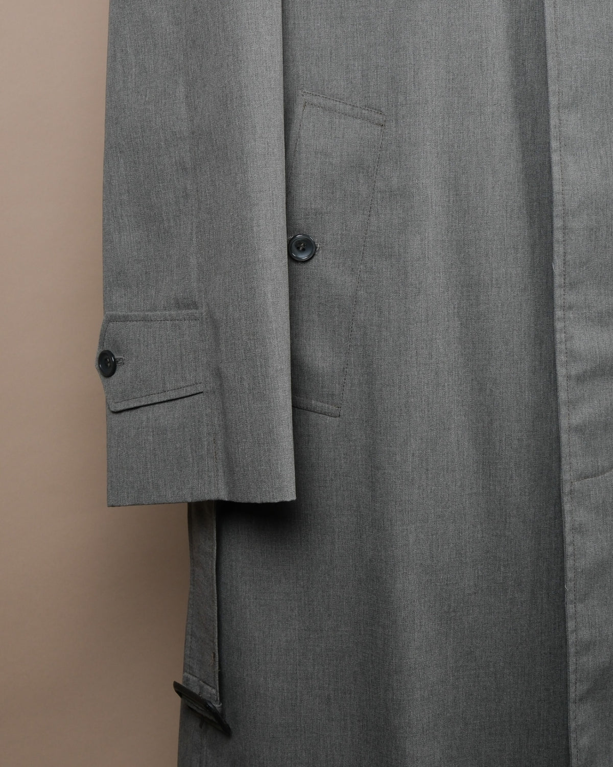 Grey Twill Belted Raglan Coat