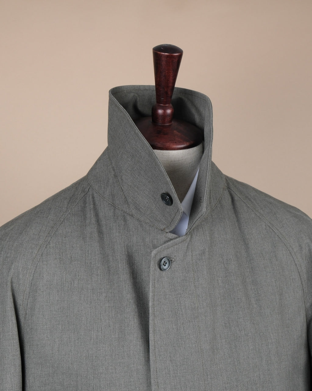 Grey Twill Belted Raglan Coat