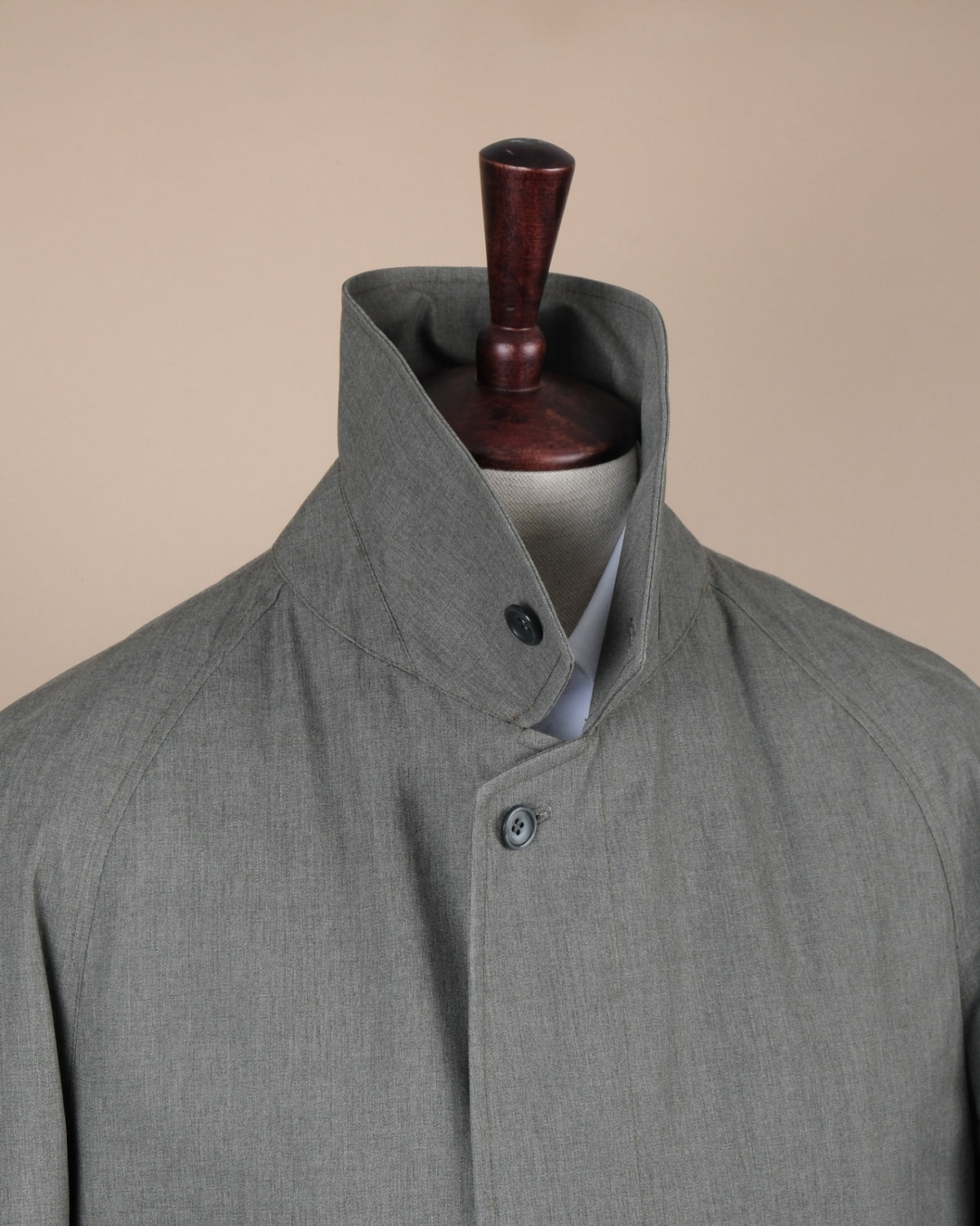 Grey Twill Belted Raglan Coat