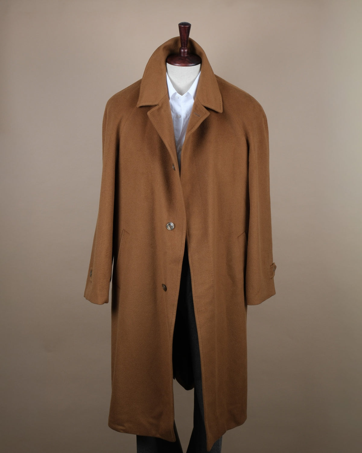 Dark Camel Wool/Cashmere Raglan Coat