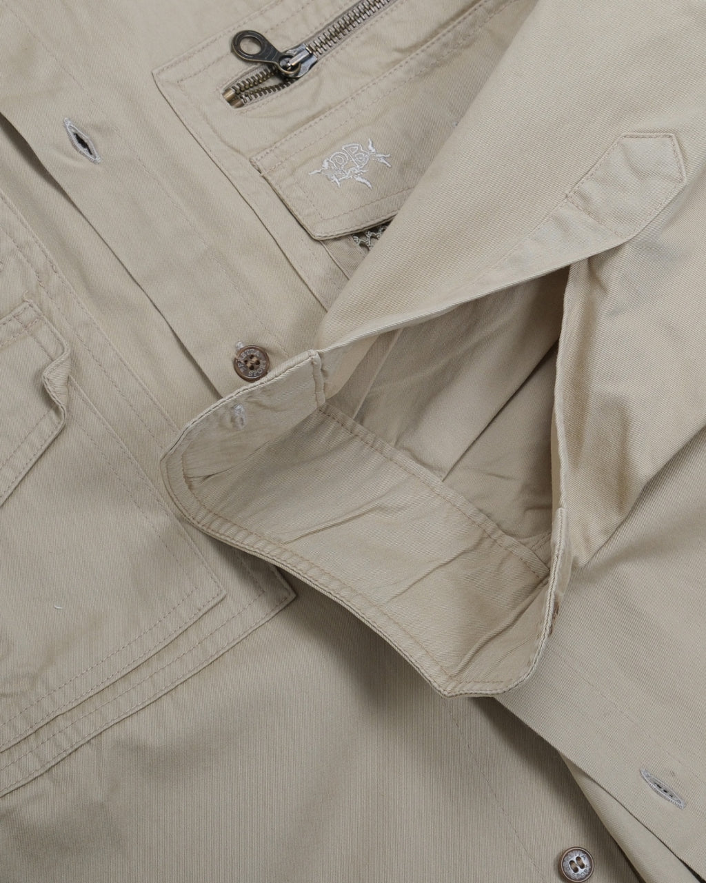 Beige Cotton Twill Utility Shirt