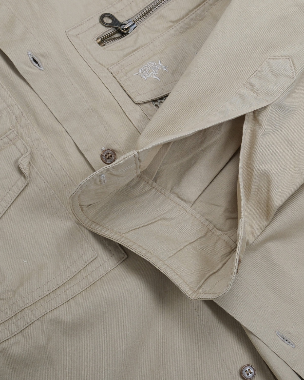 Beige Cotton Twill Utility Shirt