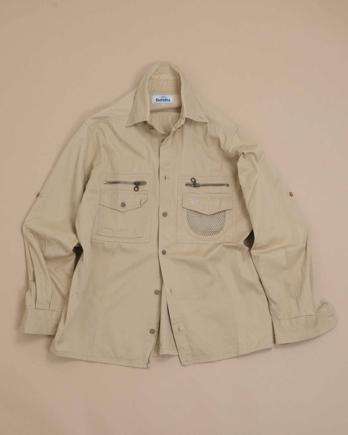 Beige Cotton Twill Utility Shirt