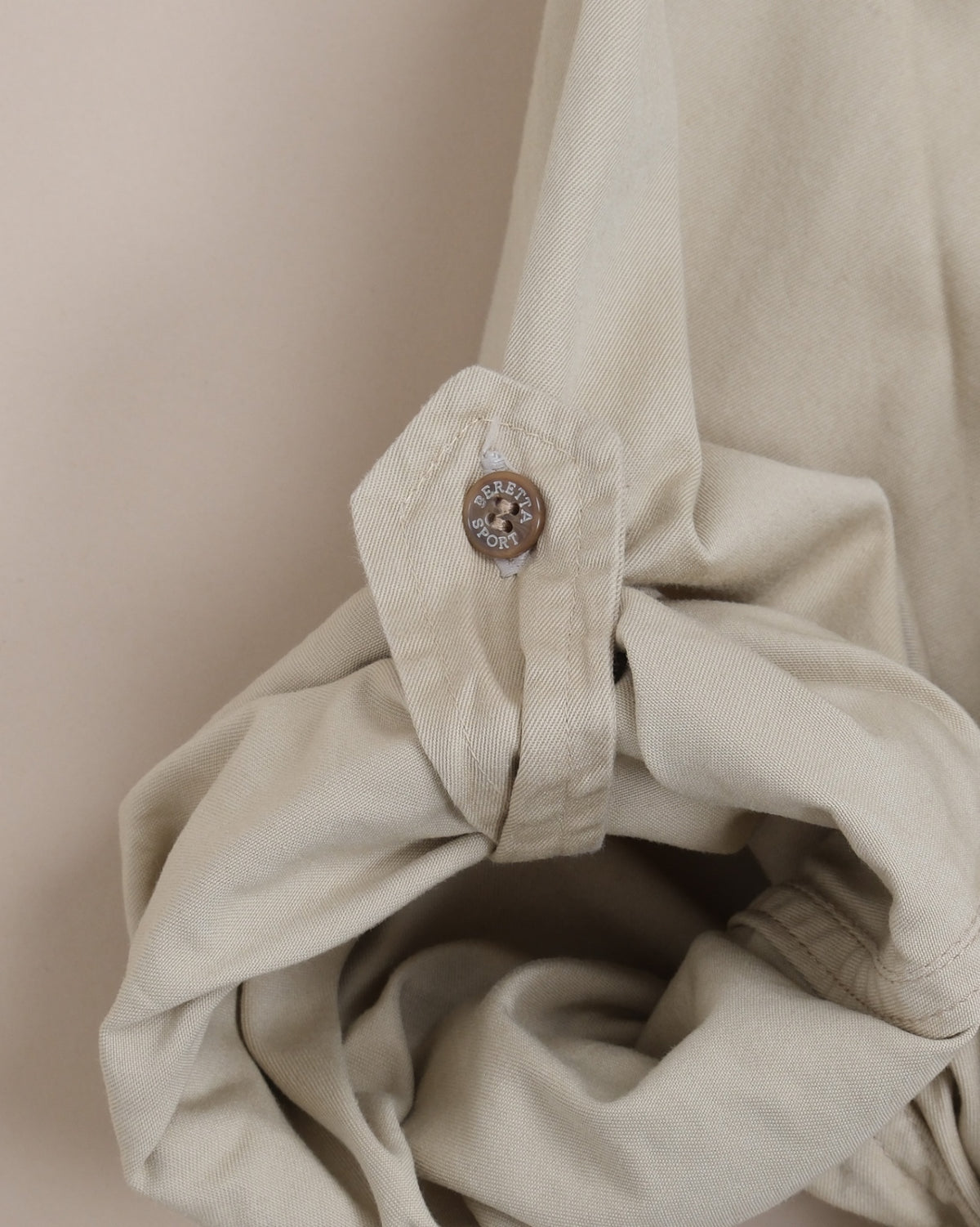 Beige Cotton Twill Utility Shirt