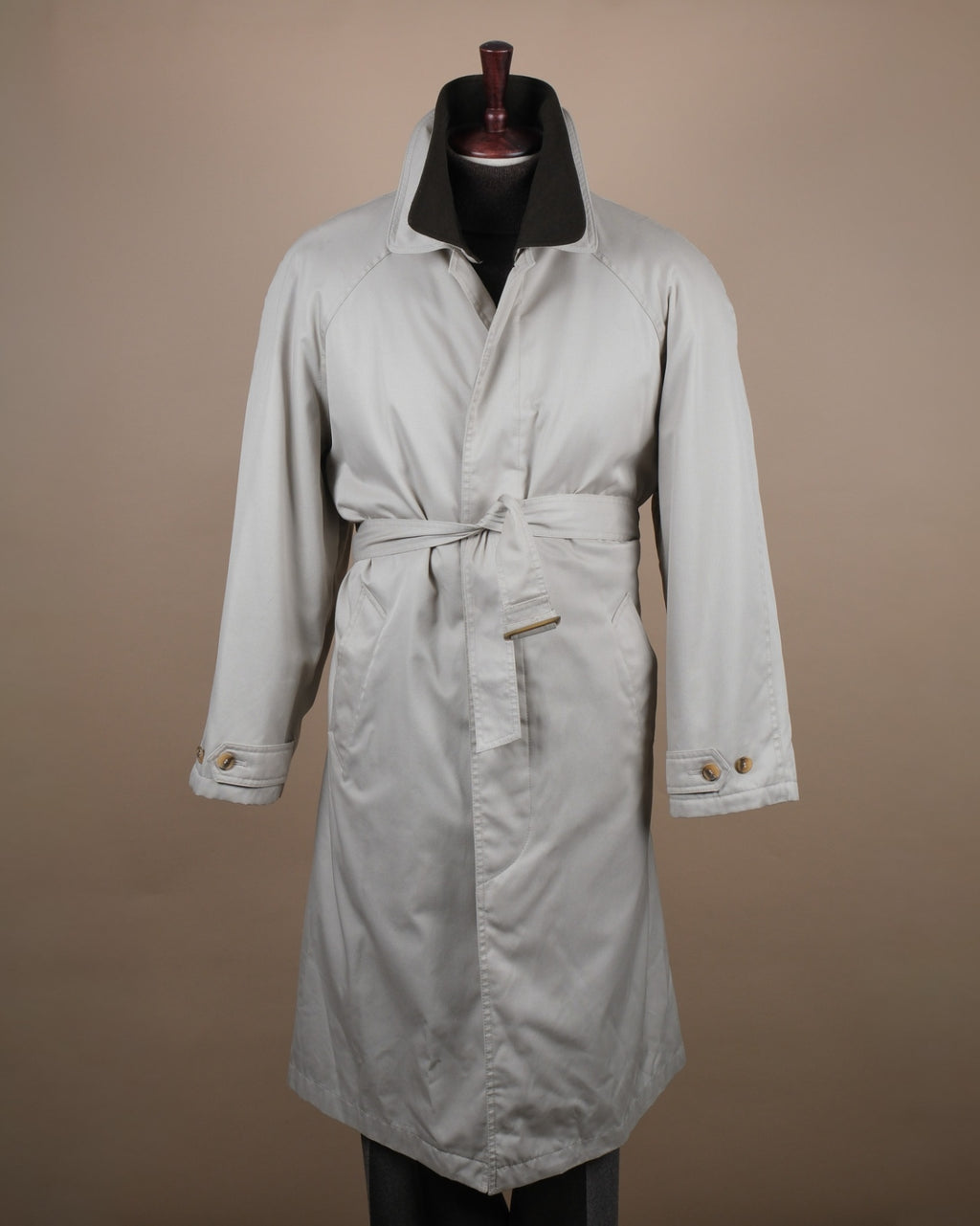 Light Beige Cotton Twill Trench Coat