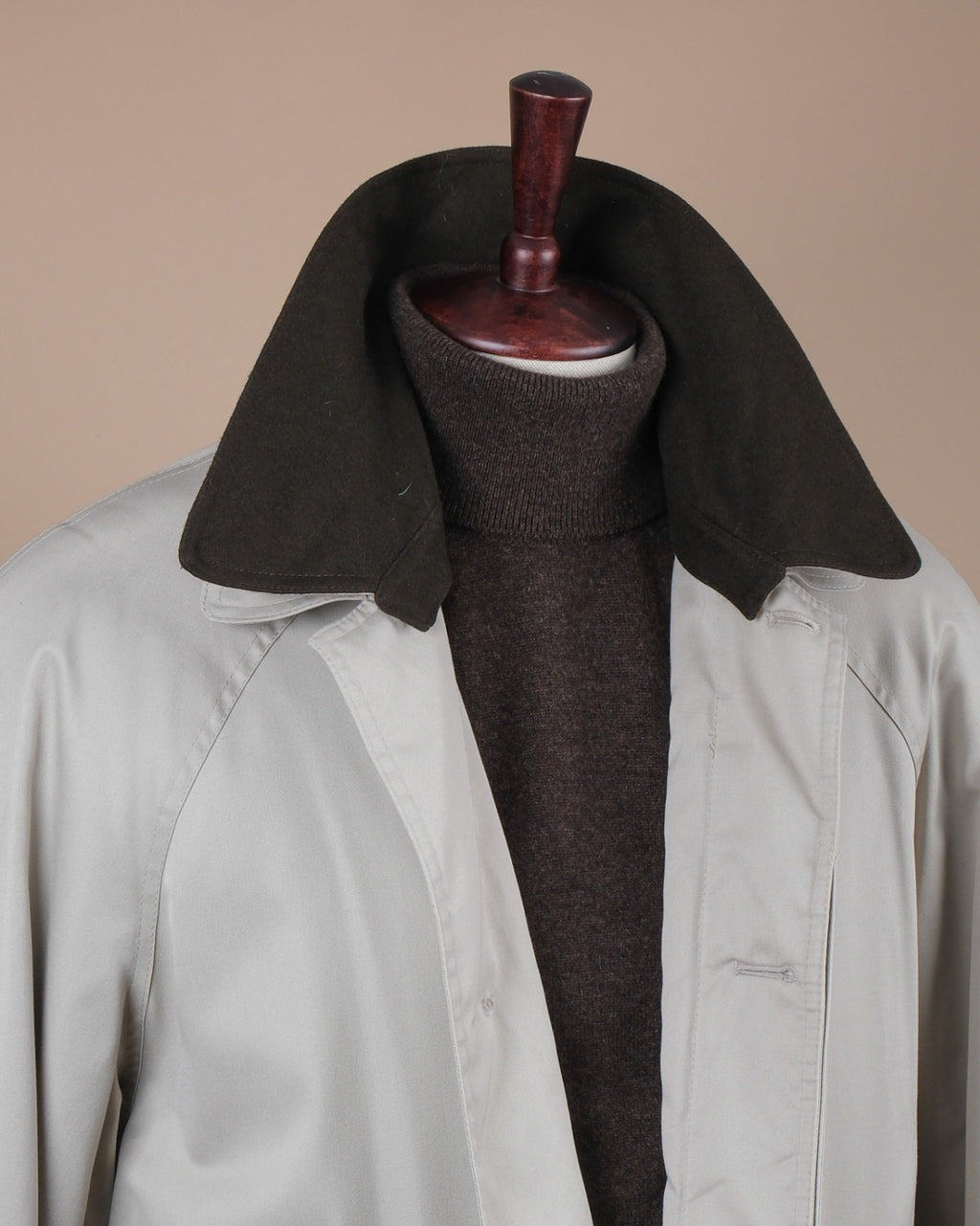 Light Beige Cotton Twill Trench Coat