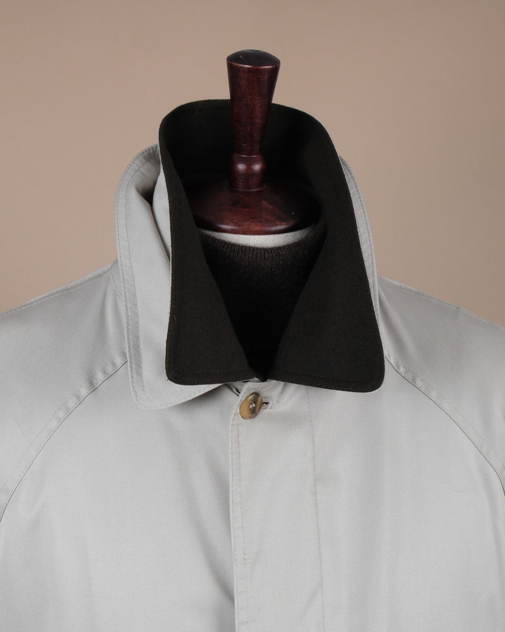 Light Beige Cotton Twill Trench Coat