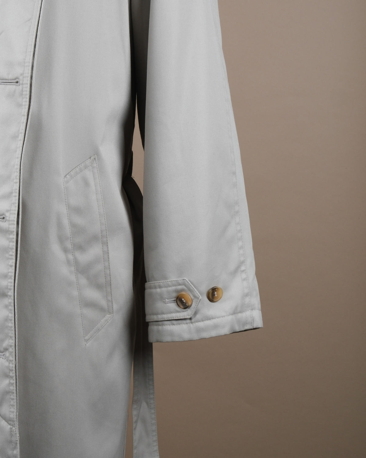 Light Beige Cotton Twill Trench Coat