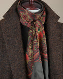 Rust/Olive Paisley Tubular Silk Scarf