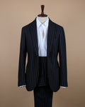 Navy Chalk Stripe Wool/Cashmere Suit