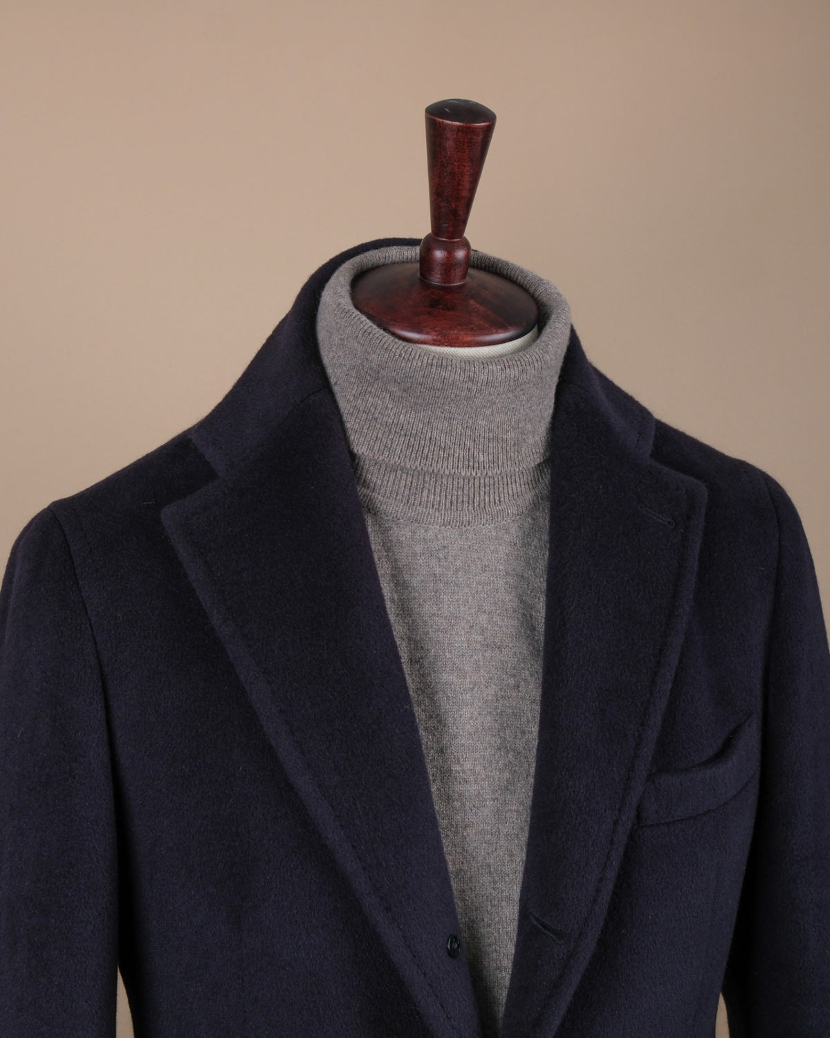 Navy Angora & Virgin Wool Overcoat