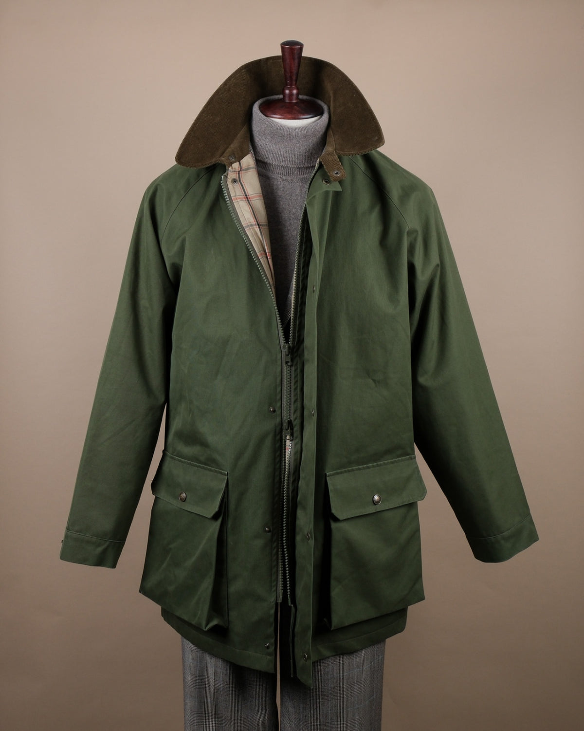 Olive Cotton Twill Raglan Jacket
