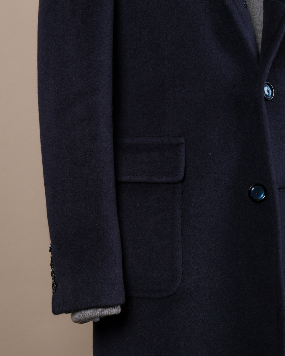 Navy Angora & Virgin Wool Overcoat