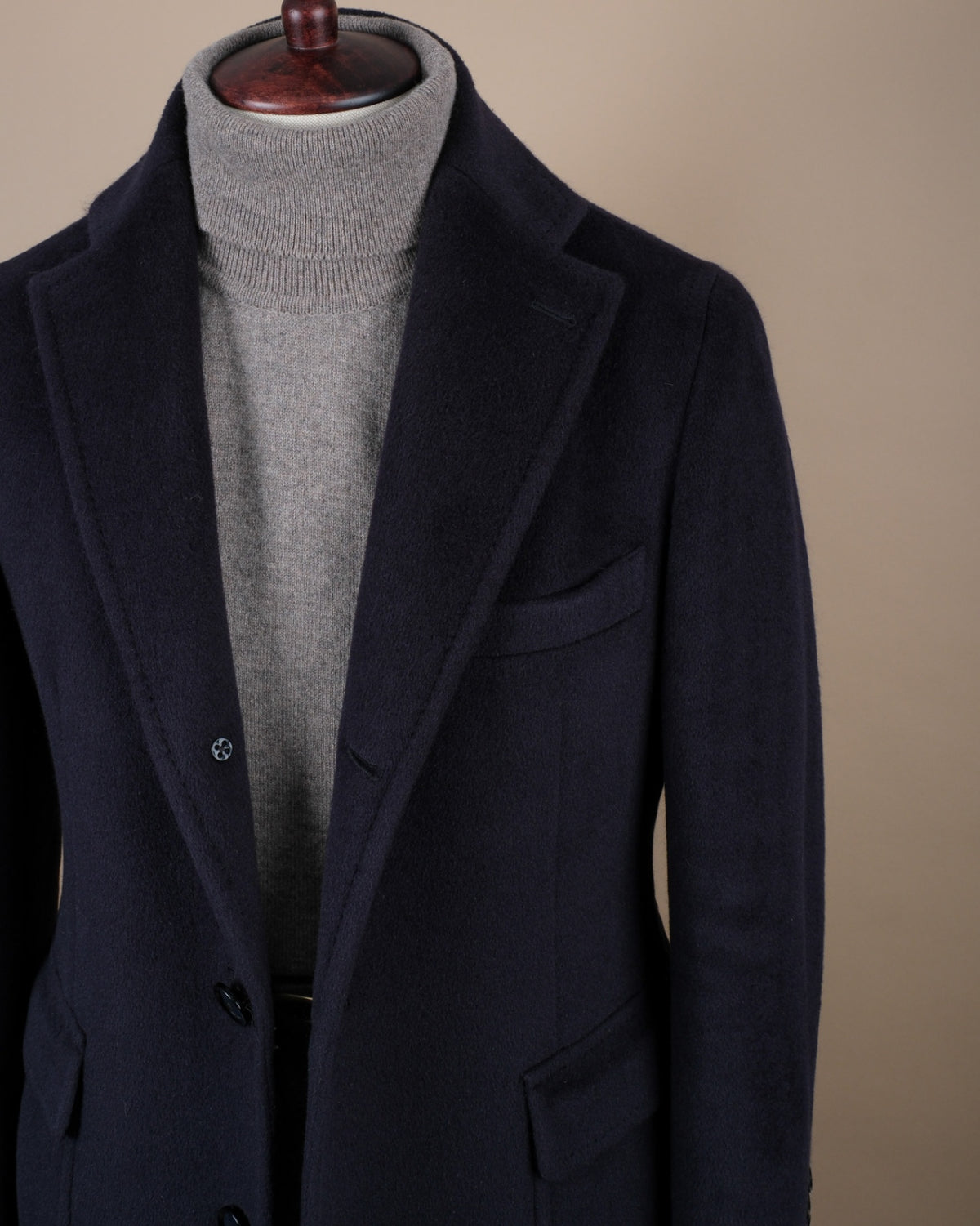 Navy Angora & Virgin Wool Overcoat
