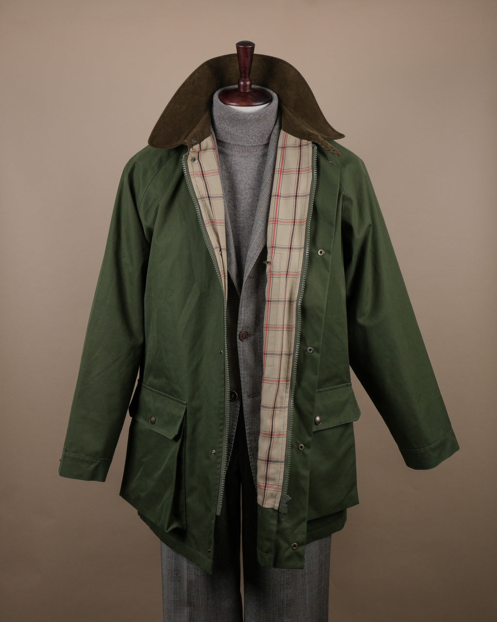 Olive Cotton Twill Raglan Jacket