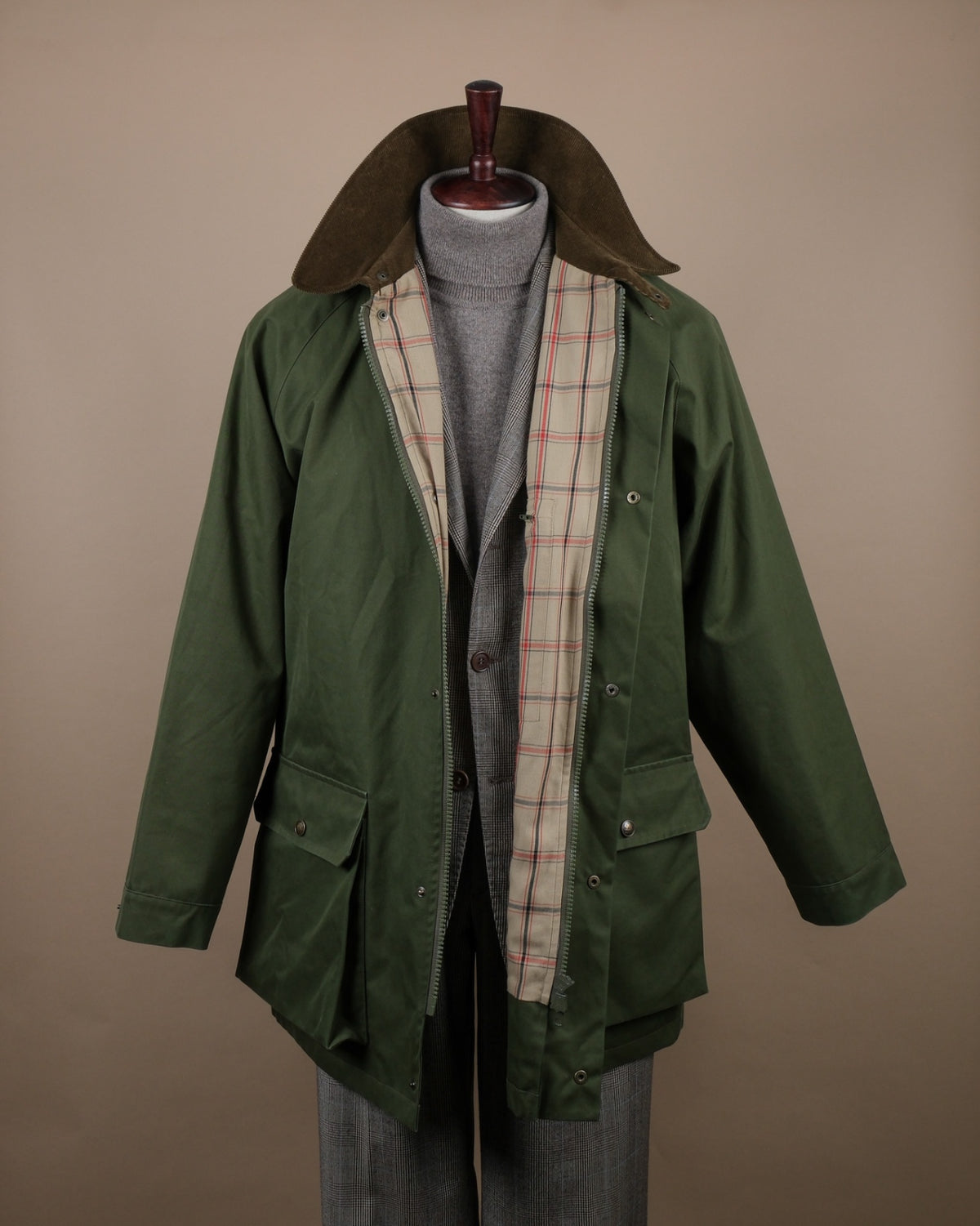 Olive Cotton Twill Raglan Jacket