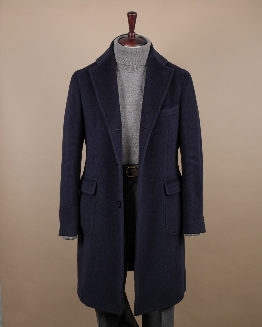 Navy Angora & Virgin Wool Overcoat