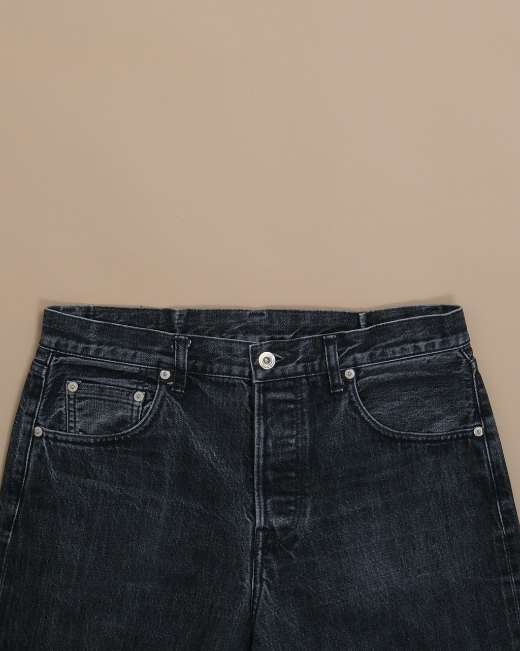 Faded Black Wash Japanese Selvedge High-Rise Jeans