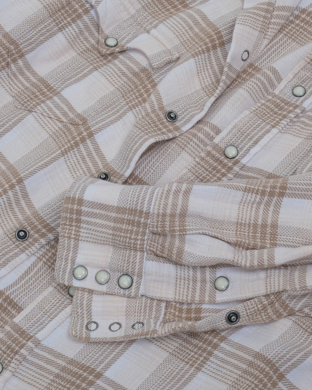 Beige/Off-White Plaid Western Shirt