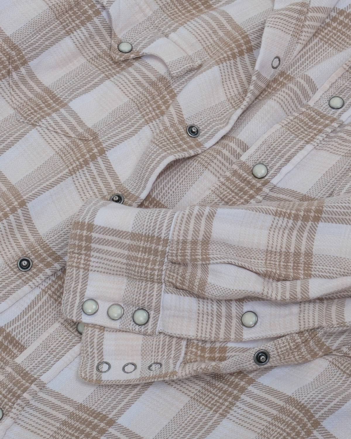 Beige/Off-White Plaid Western Shirt