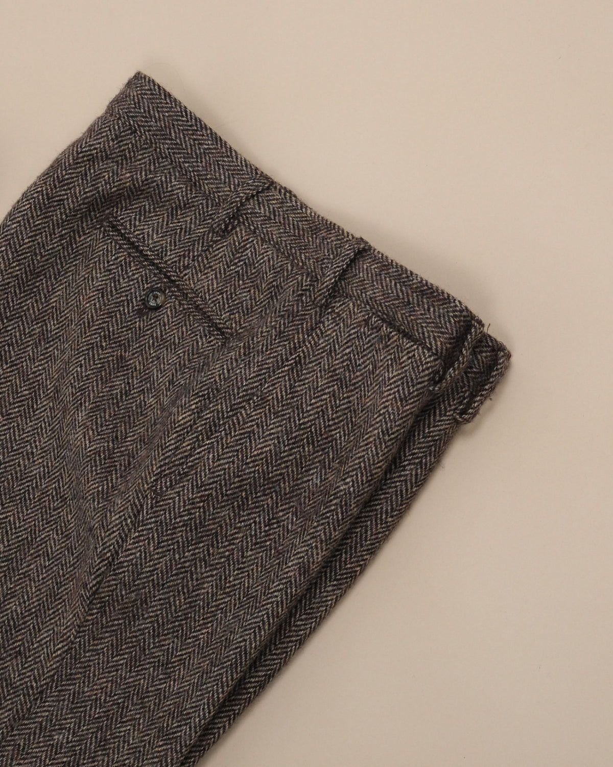Brown Herringbone Tweed Trousers