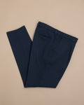Navy Cotton Twill High-Rise Pleated Trousers