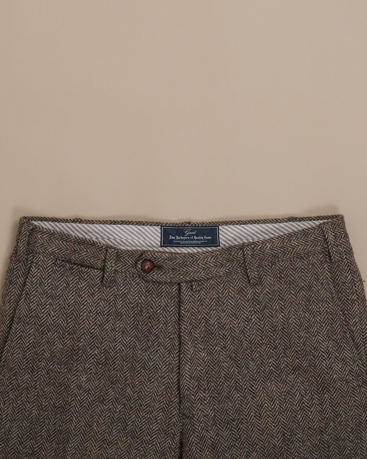 Brown Herringbone Tweed Trousers