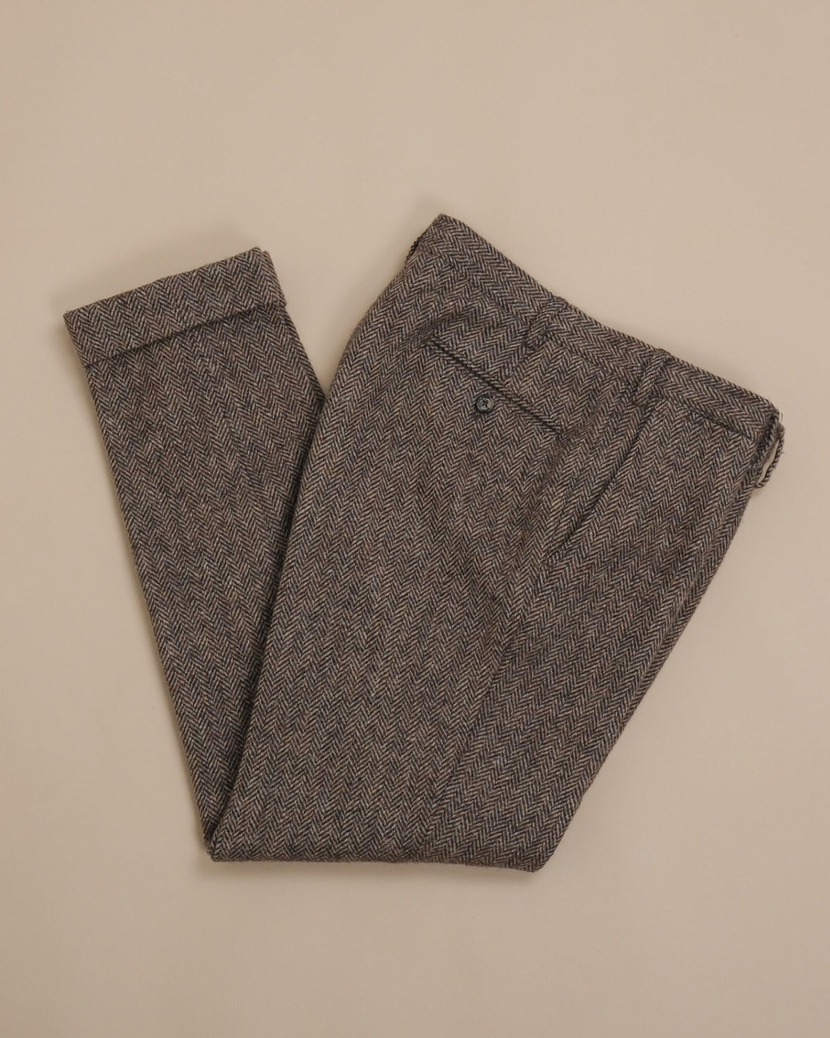 Brown Herringbone Tweed Trousers