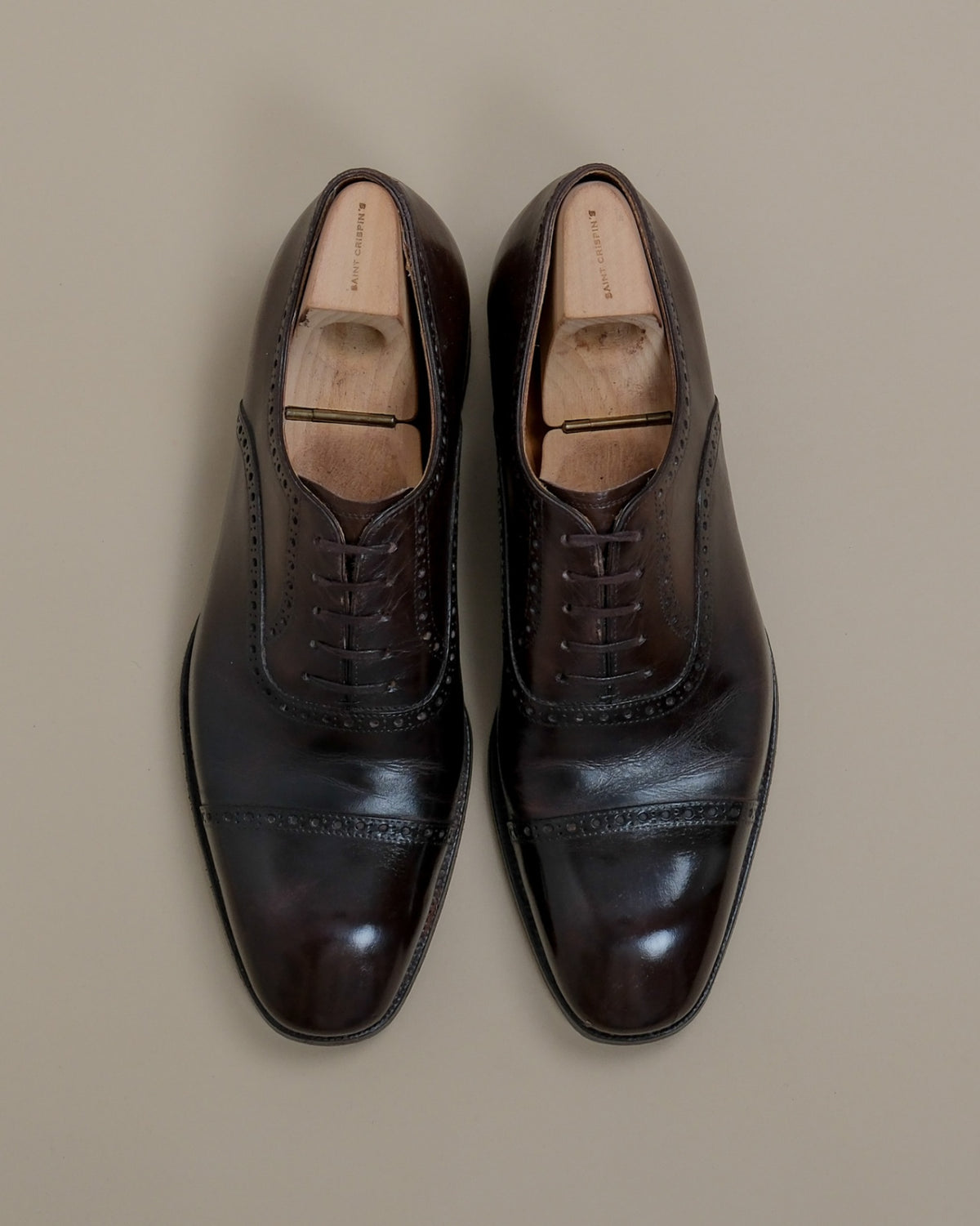 Chocolate Semi-Brogue Cap-Toe Oxfords