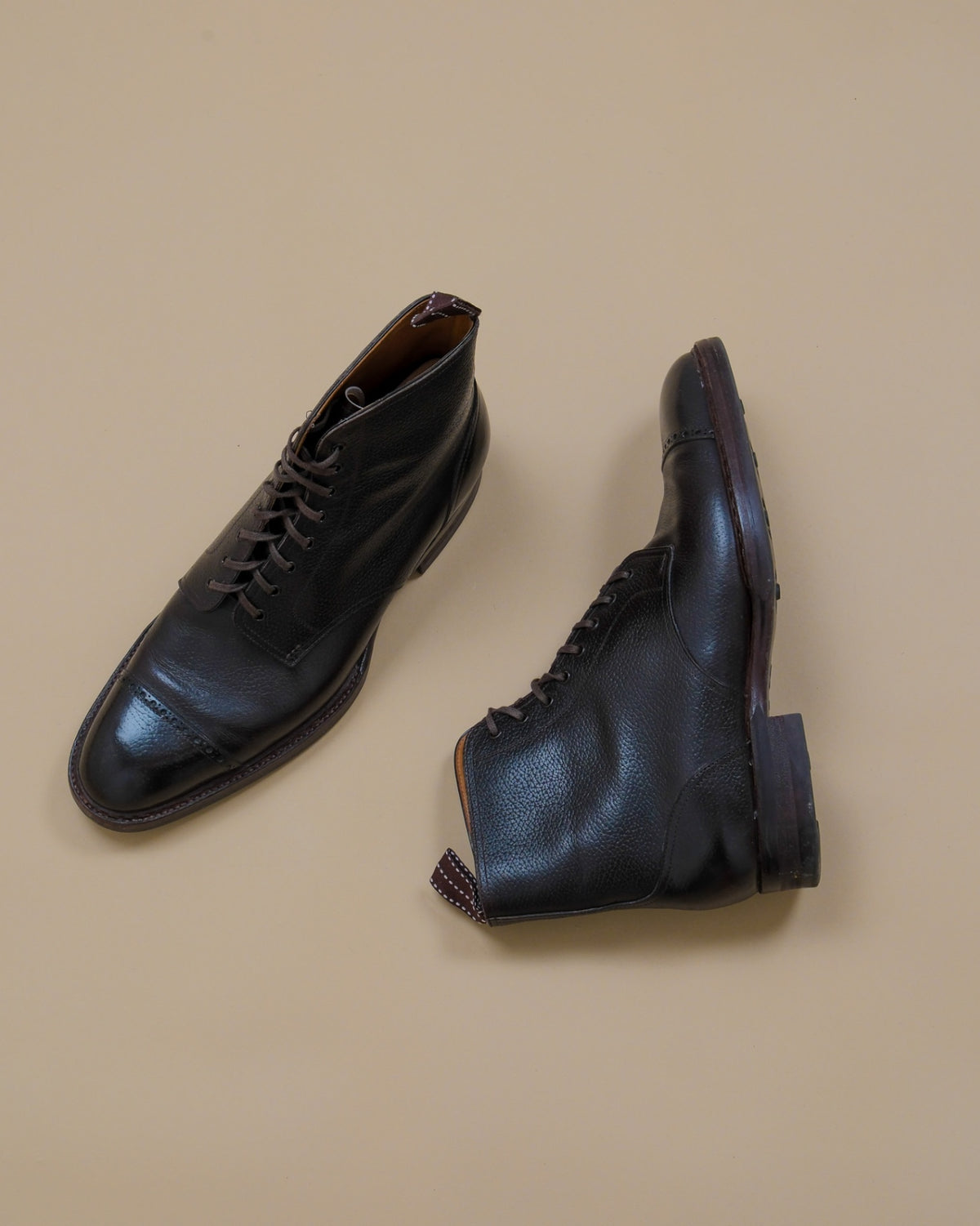 Dark Brown Inca Grain Derby Ankle Boots