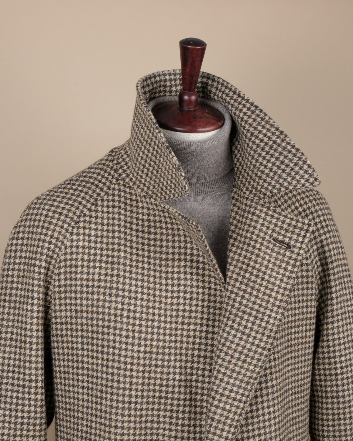 Houndstooth Moon Tweed Belted Wrap-Around Coat