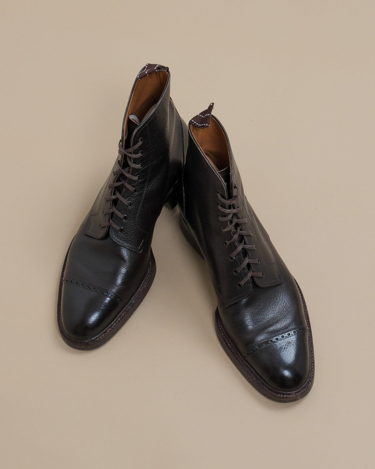 Dark Brown Inca Grain Derby Ankle Boots