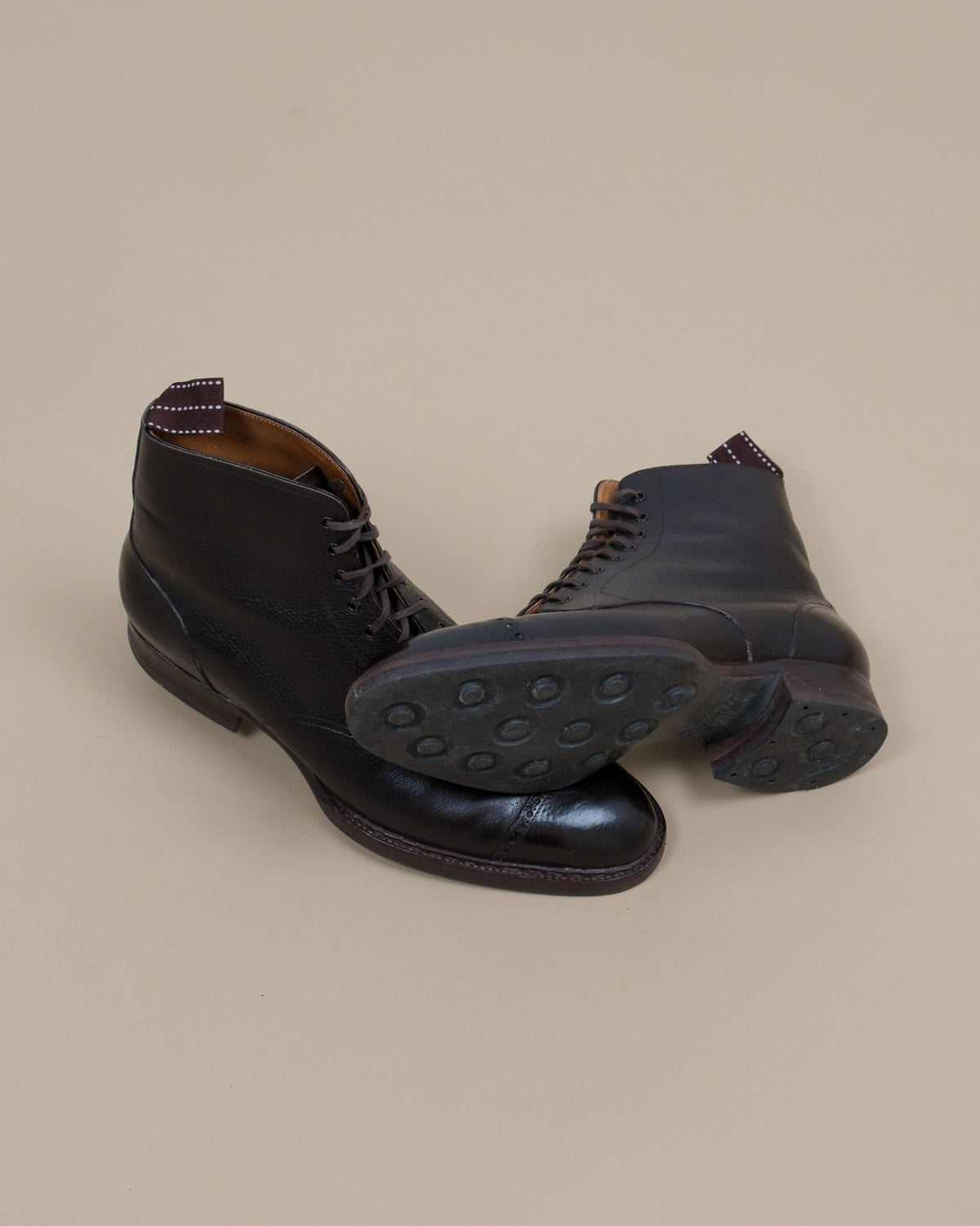 Dark Brown Inca Grain Derby Ankle Boots