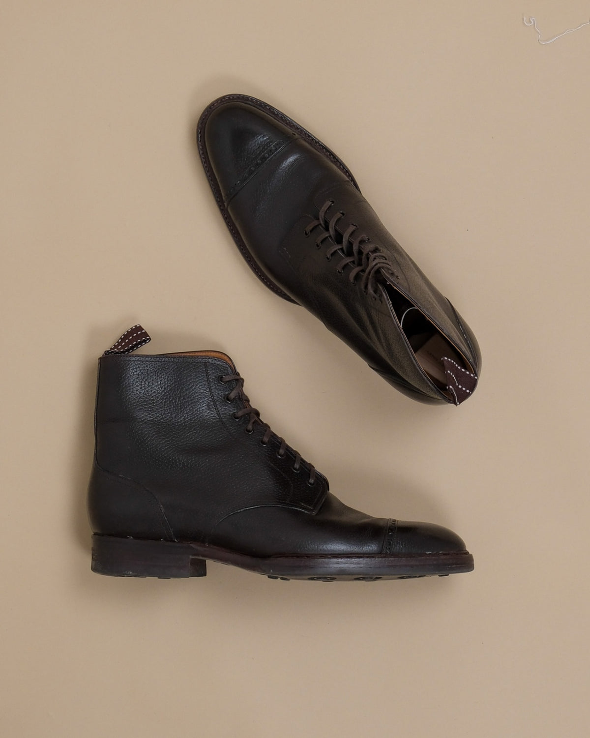 Dark Brown Inca Grain Derby Ankle Boots
