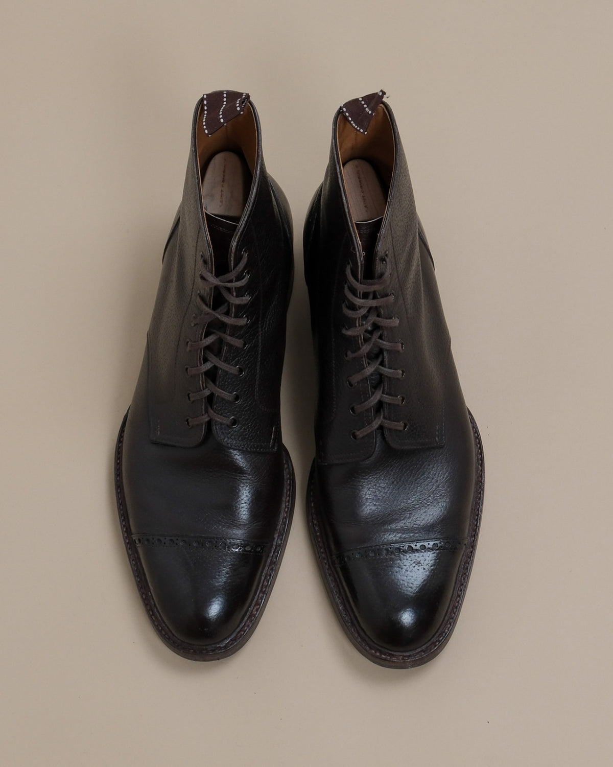 Dark Brown Inca Grain Derby Ankle Boots