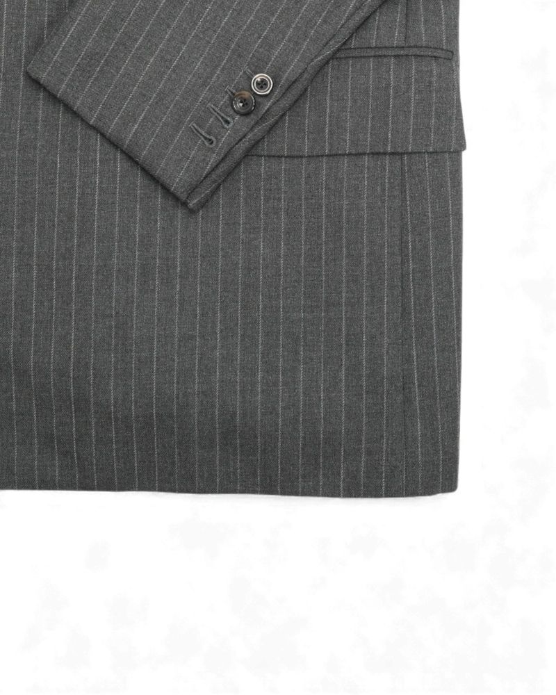 Grey Chalk Striped Worsted Twill Sports Jacket