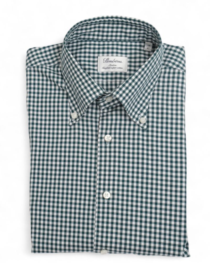 Green/White Gingham Checked BD. Twill Shirt