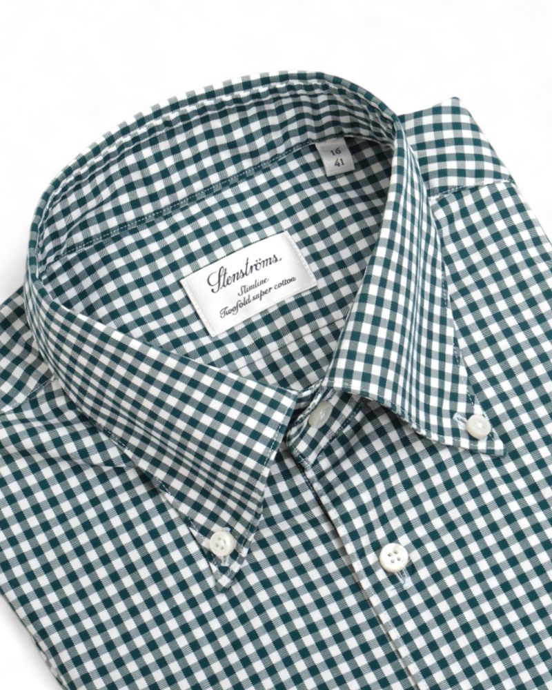 Green/White Gingham Checked BD. Twill Shirt