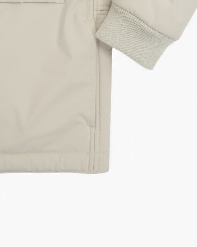 Off White Padded Wool-Cotton Fleece Lined Jacket