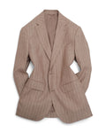 Beige Chalk Striped Linen Suit