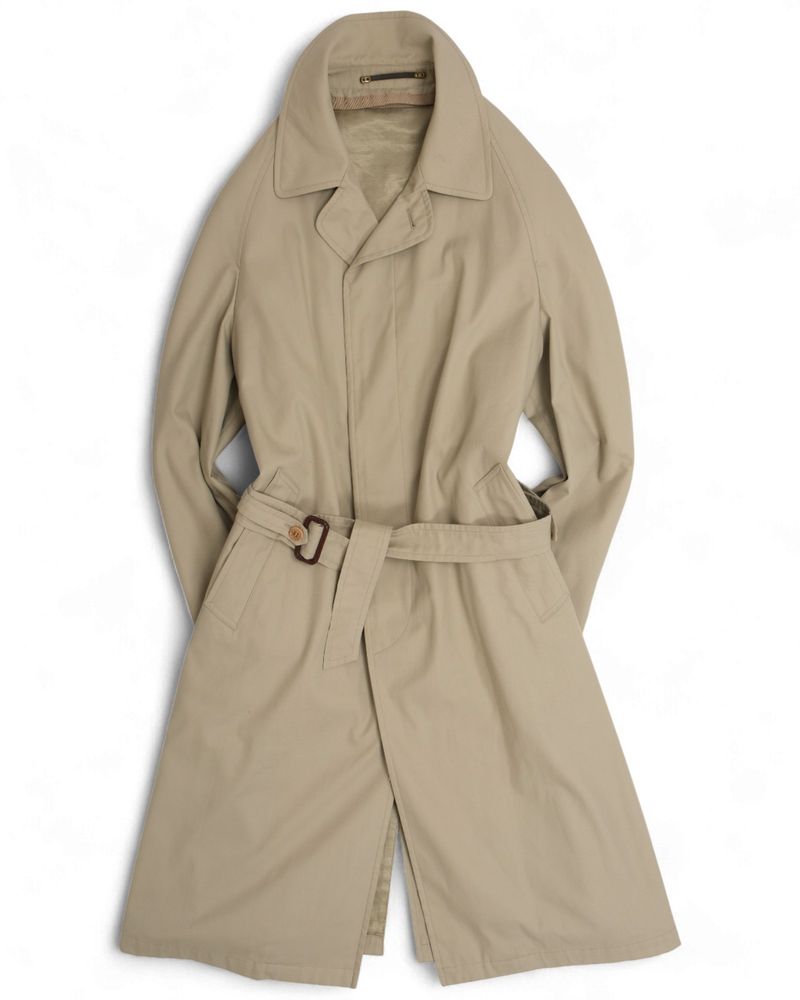 Beige Belted Raglan Coat