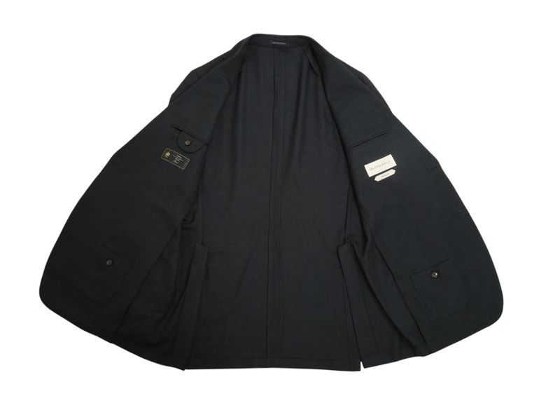 Dark Navy Traveller Wool Suit, Long