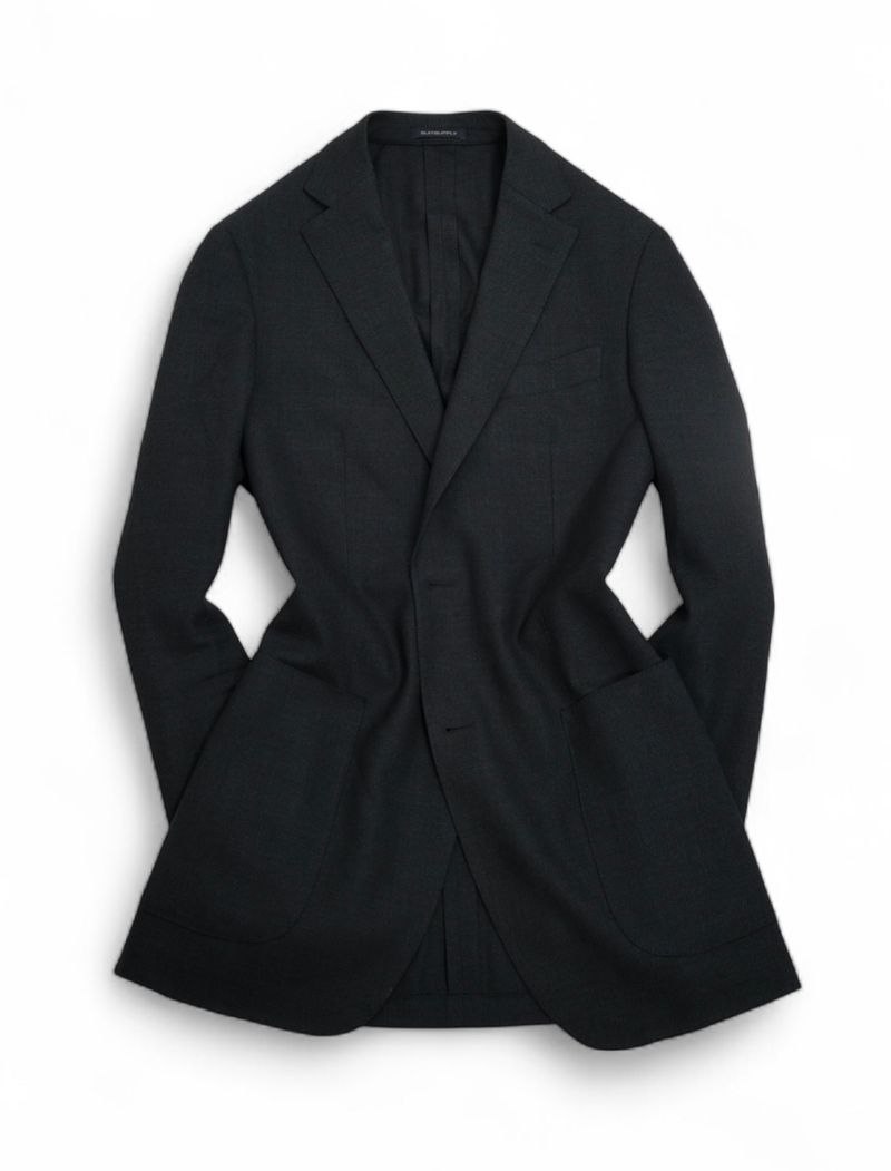 Dark Navy Traveller Wool Suit, Long