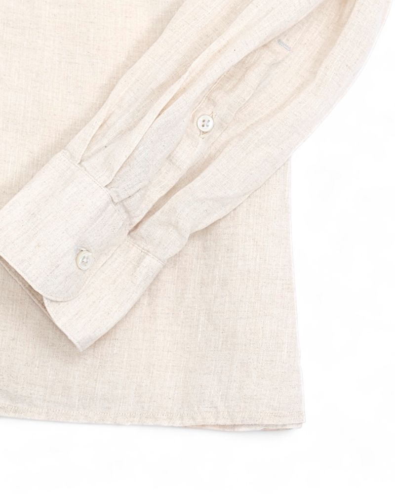 Light Beige Linen Collarless Popover
