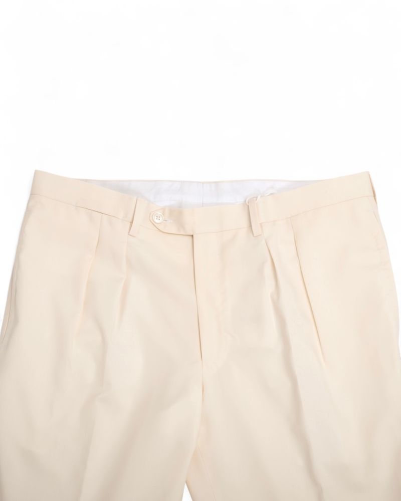 Vanilla Pleated Tropical Wool Trousers