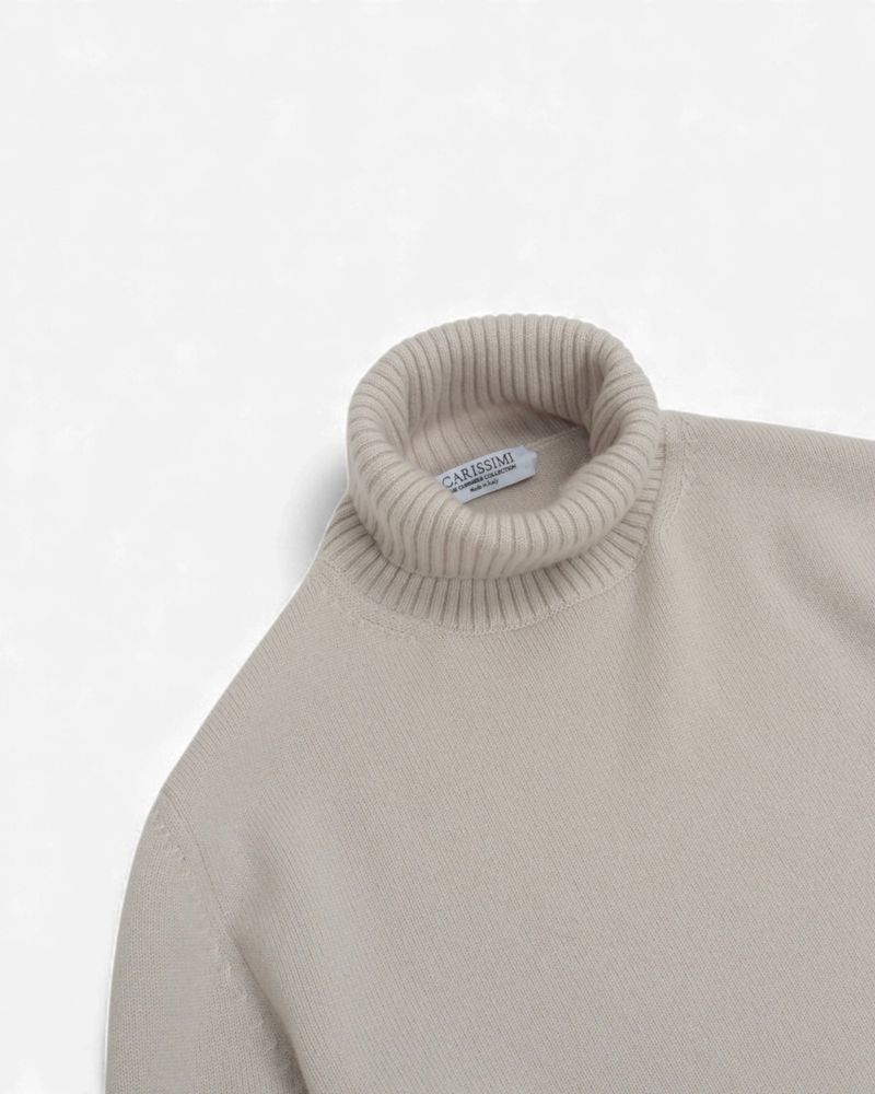 Stone 4-ply Cashmere Turtleneck