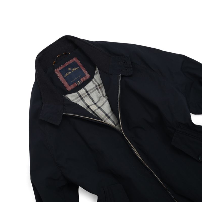 Navy Cotton & Nylon Harrington Jacket