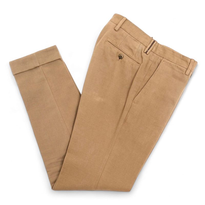 Beige Cotton/Cashmere Twill Trouser