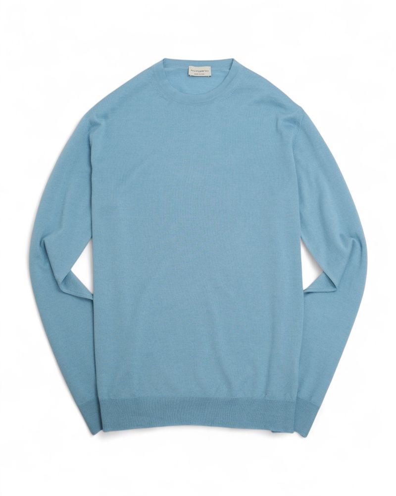 Sky Blue Wool & Silk Crewneck