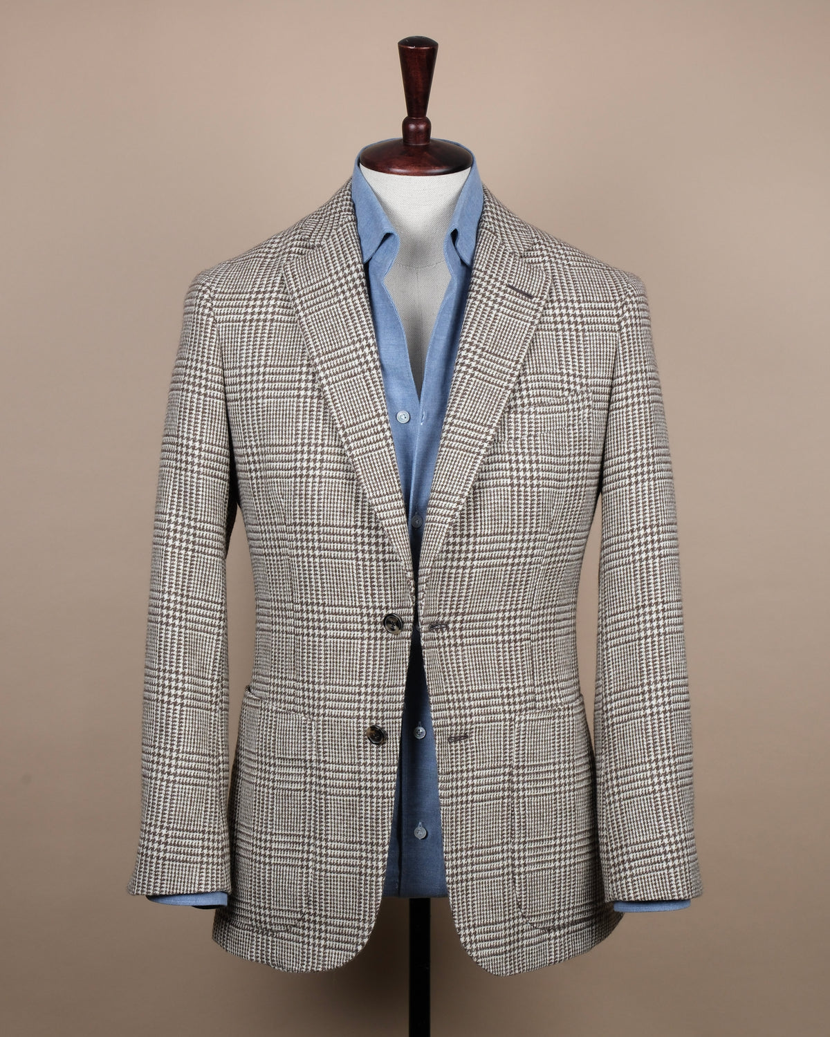 Brown/Beige Glen Check Wool Tweed Sports Jacket